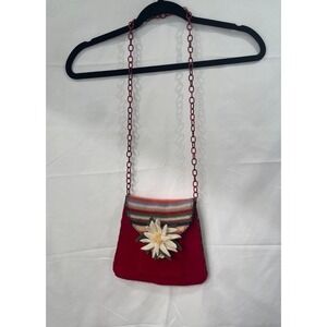 Hand‎ Made Crossbody Handbag Purse Wool Rainbow Floral Chain